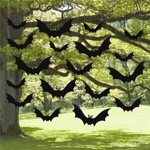 (18 Pcs) Large Hanging Bats Halloween Decorations